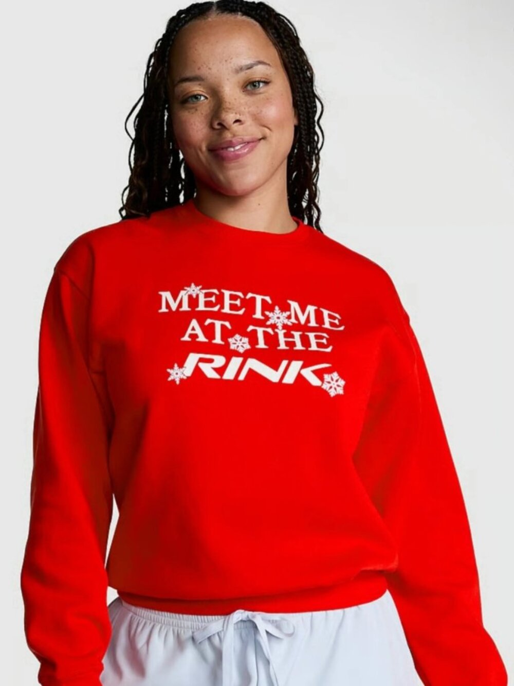 PINK Victoria's Secret Ivy Fleece Classic Crew Graphic Sweatshirt Large NWT
